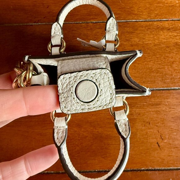 NEW Coach Chalk White North/South Mini Tote Bag Charm with Gold Hardware - Picture 4 of 8